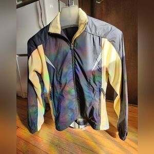 Nike Reflective Windbreaker Black/Yellow Jogging Jacket Back Zip Pocket M